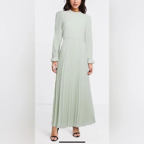 sage green asos dress ASOS Design Square Neck Midi Dress in sage Green